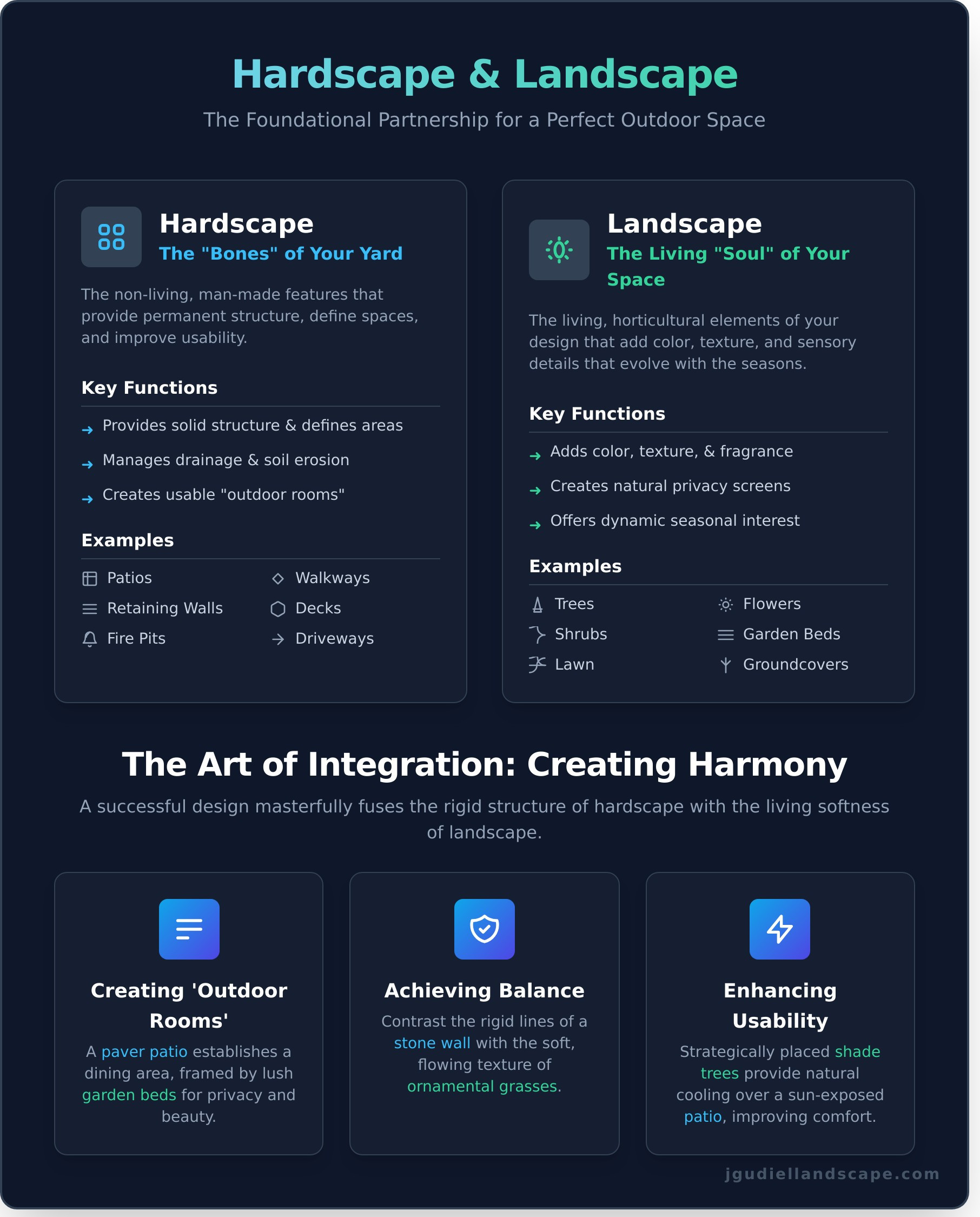 Landscape and Hardscape: A Complete Design Guide for Patios, Walls & Walkways - Infographic